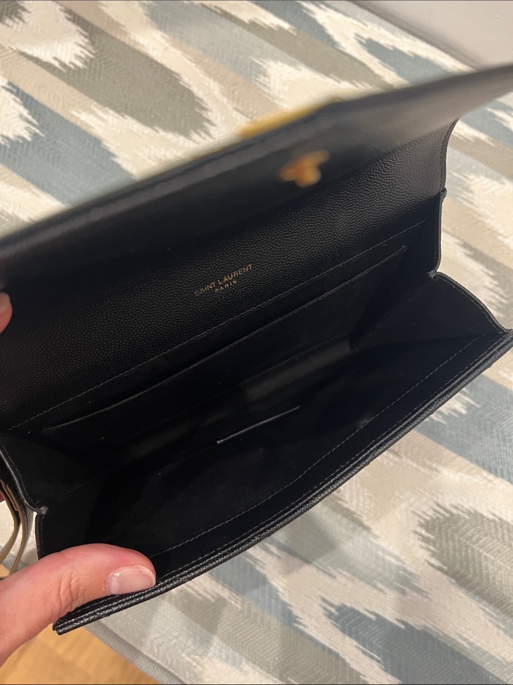 Saint Laurent Black Quilted Envelope Wrist Strap Clutch with Gold YSL - Picture 5 of 9